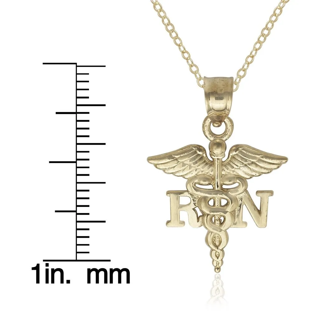 Curata 14K Yellow Gold Nurse Caduceus Pendant Necklace sold by Zulily product image thumbnail 2