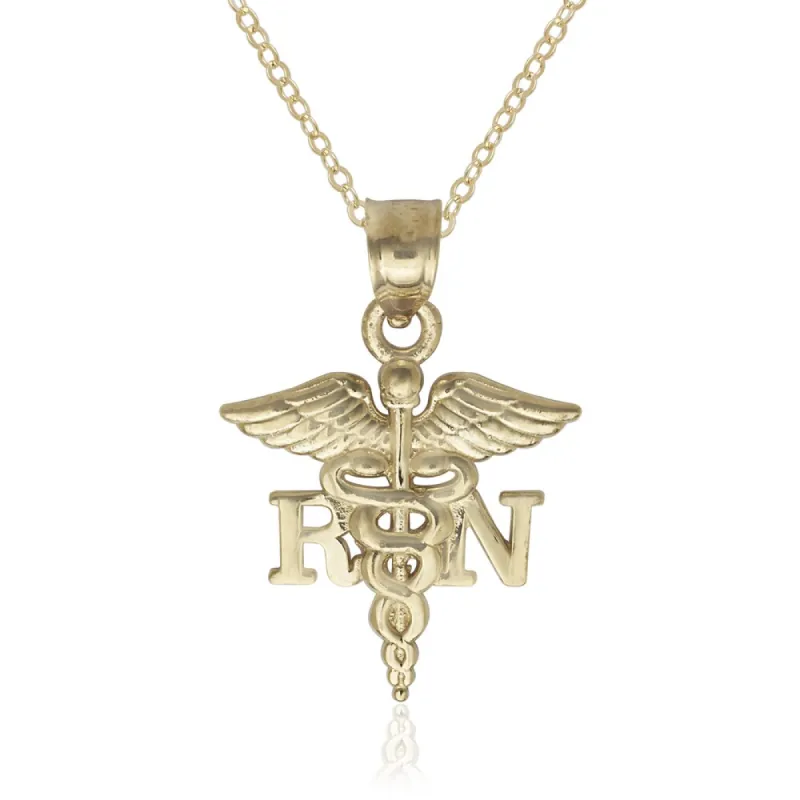 Curata 14K Yellow Gold Nurse Caduceus Pendant Necklace sold by Zulily
