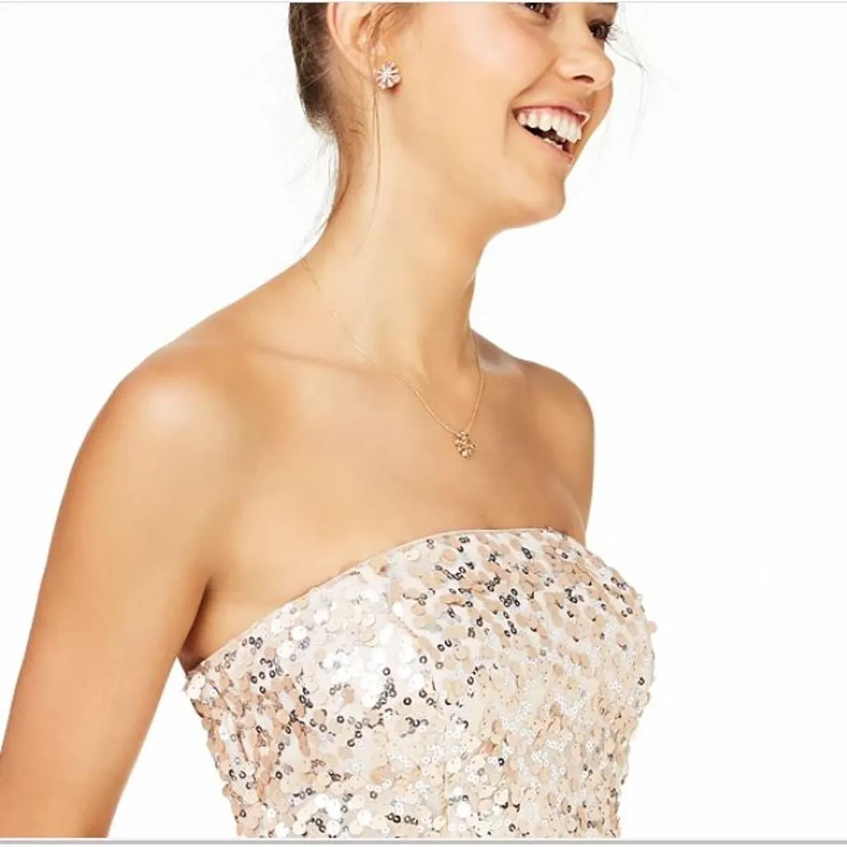 Crystal Doll Junior's Sequined Strapless Dress White Size 7 sold by Zulily product image thumbnail 2