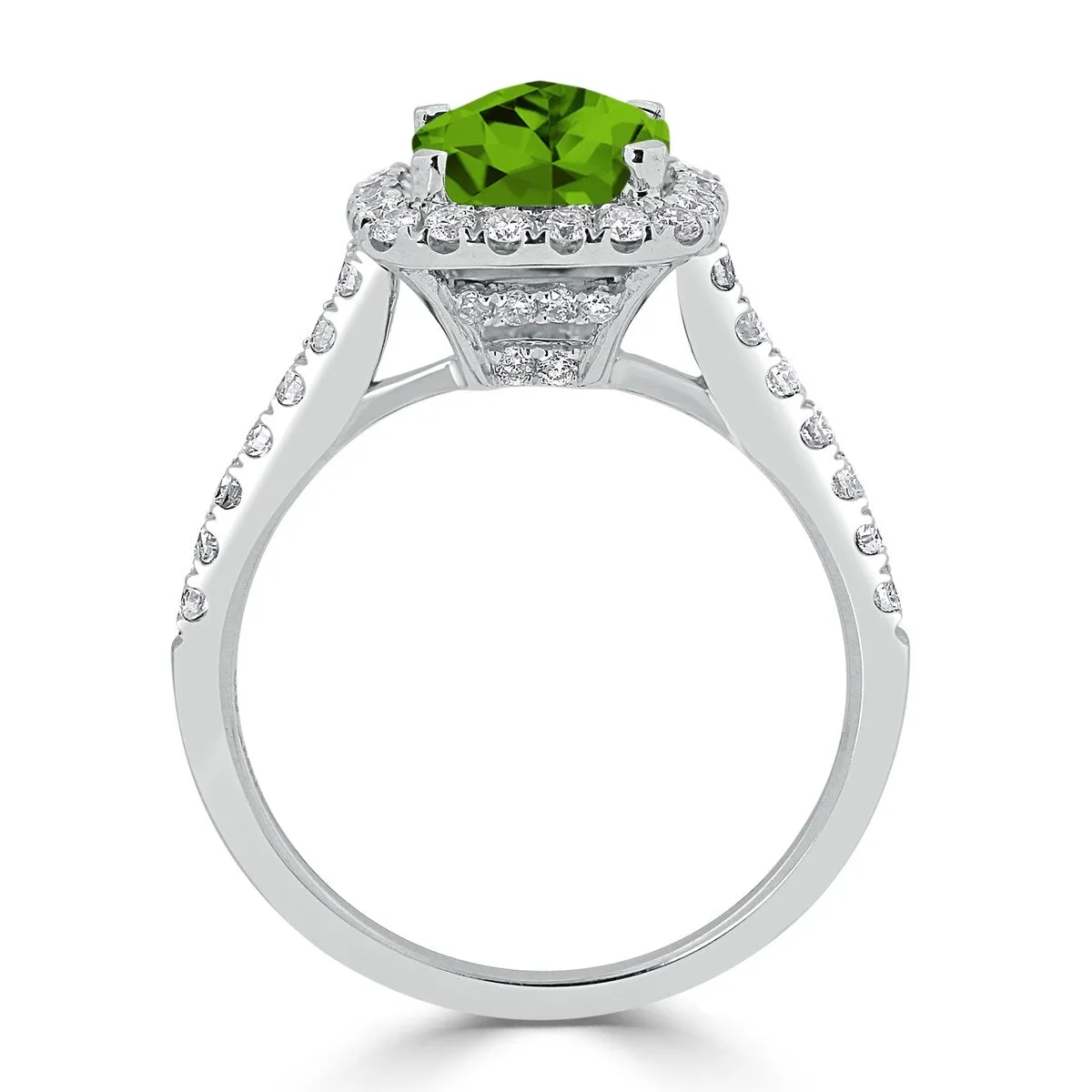 Auriya 1 1/4ct Cushion-cut Peridot and Halo Diamond Engagement Ring 1/2cttw 14k Gold sold by Zulily product image thumbnail 3