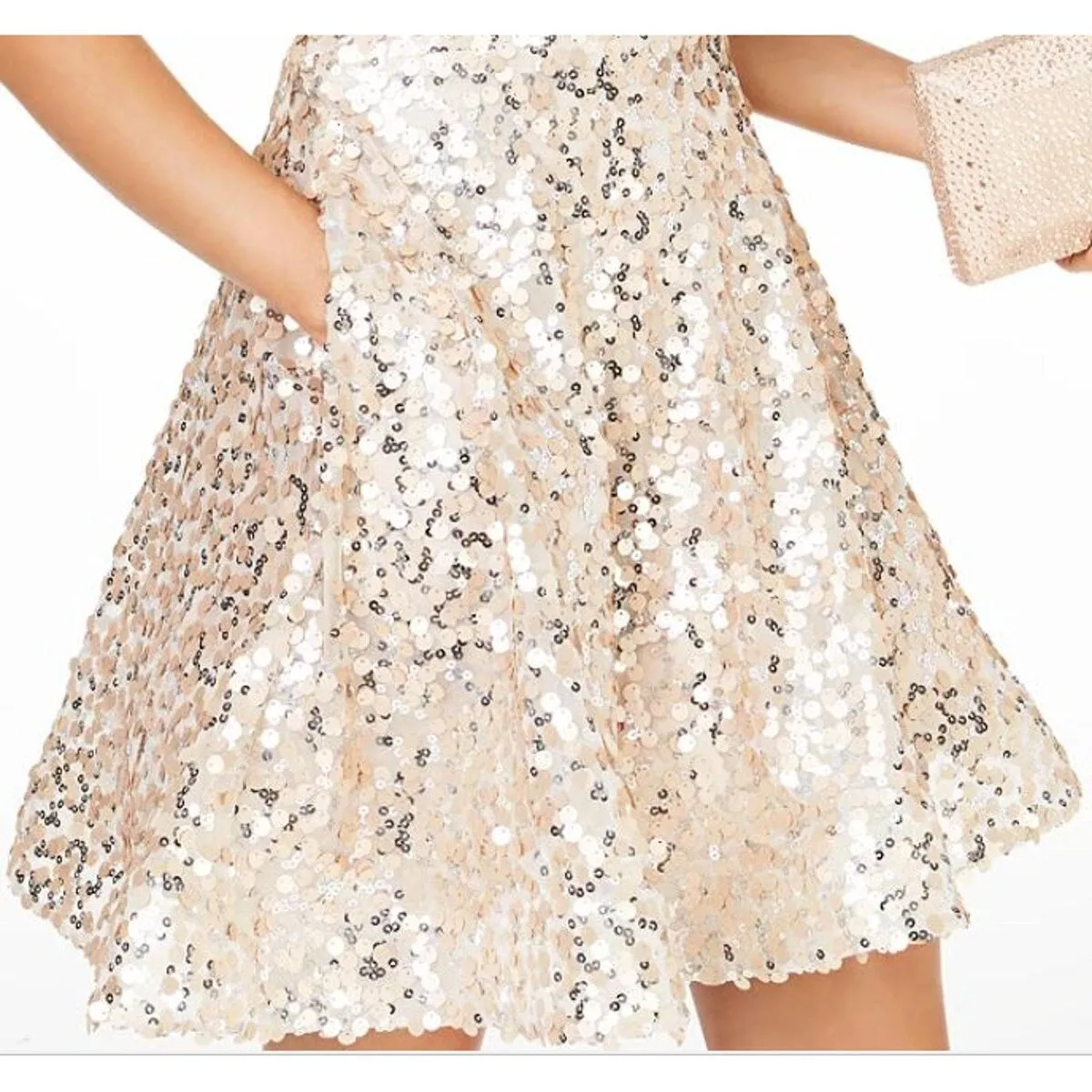 Crystal Doll Junior's Sequined Strapless Dress White Size 7 sold by Zulily product image thumbnail 3