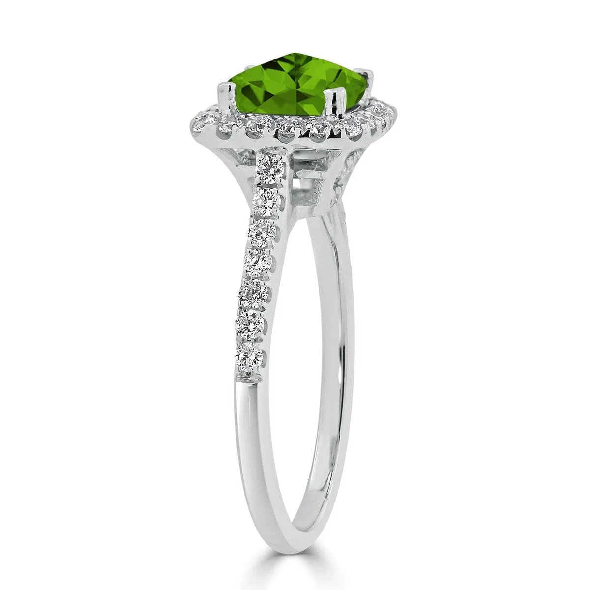 Auriya 1 1/4ct Cushion-cut Peridot and Halo Diamond Engagement Ring 1/2cttw 14k Gold sold by Zulily product image thumbnail 2