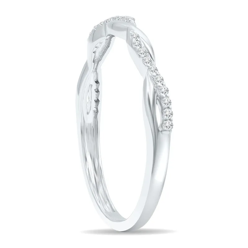 Women's 1/10 Carat TW Diamond Braided Wedding Band in 10K White Gold sold by Zulily