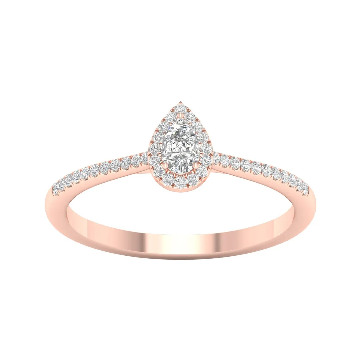 1/4ct TDW Diamond Pear Shape Halo Ring in 10k Gold by De Couer sold by Zulily product image thumbnail 4