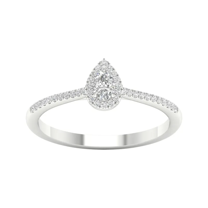1/4ct TDW Diamond Pear Shape Halo Ring in 10k Gold by De Couer sold by Zulily
