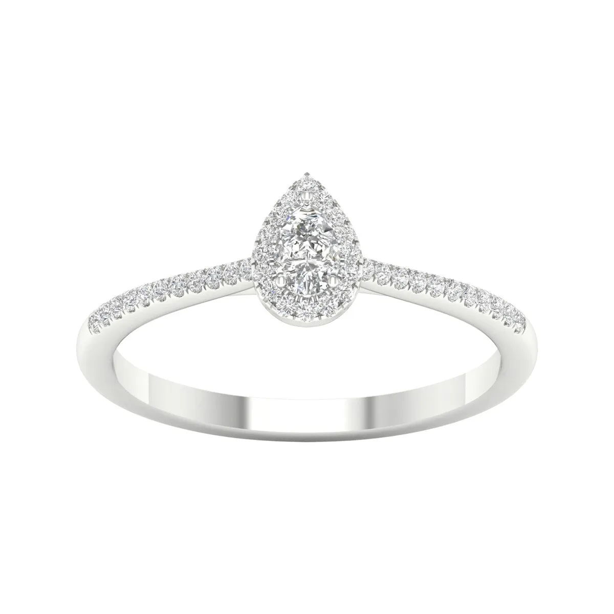 1/4ct TDW Diamond Pear Shape Halo Ring in 10k Gold by De Couer sold by Zulily