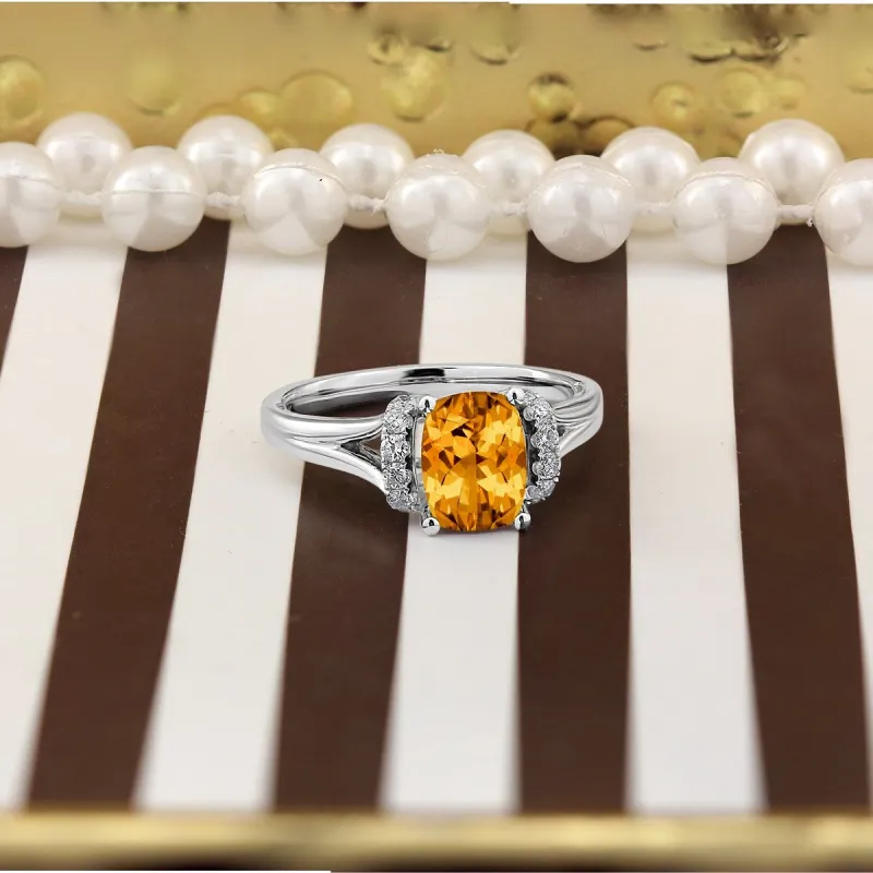 Auriya 1 3/4ct Modern Cushion-cut Citrine and Diamond Engagement Ring 1/4ctw 14k Gold sold by Zulily