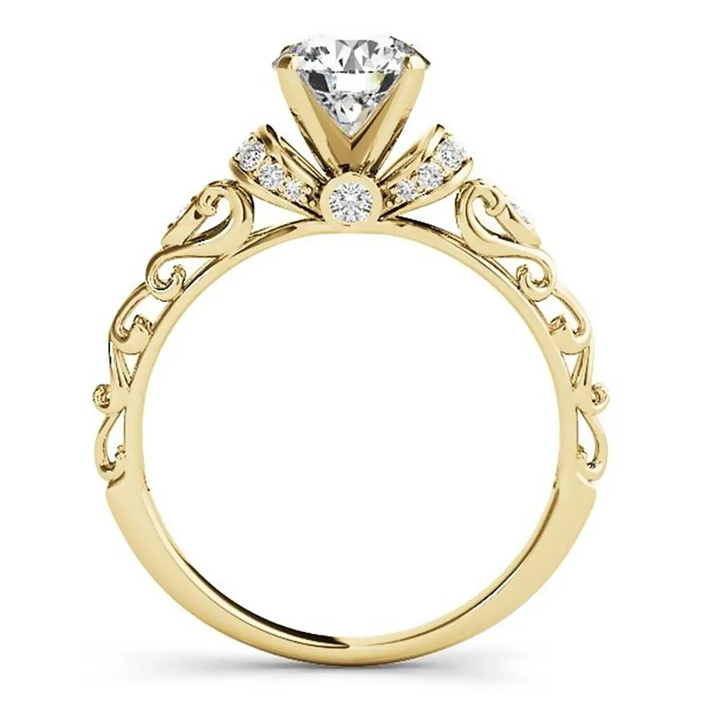 Auriya 14k Gold 2 carat Vintage Moissanite and Diamond Engagement Ring 1/8ctw sold by Zulily product image thumbnail 4