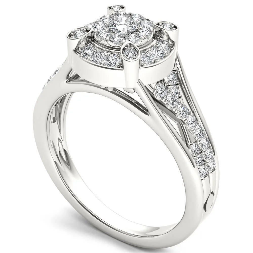 De Couer 10k White Gold 1/2ct TDW Diamond Halo Engagement Ring - White H-I sold by Zulily product image thumbnail 2