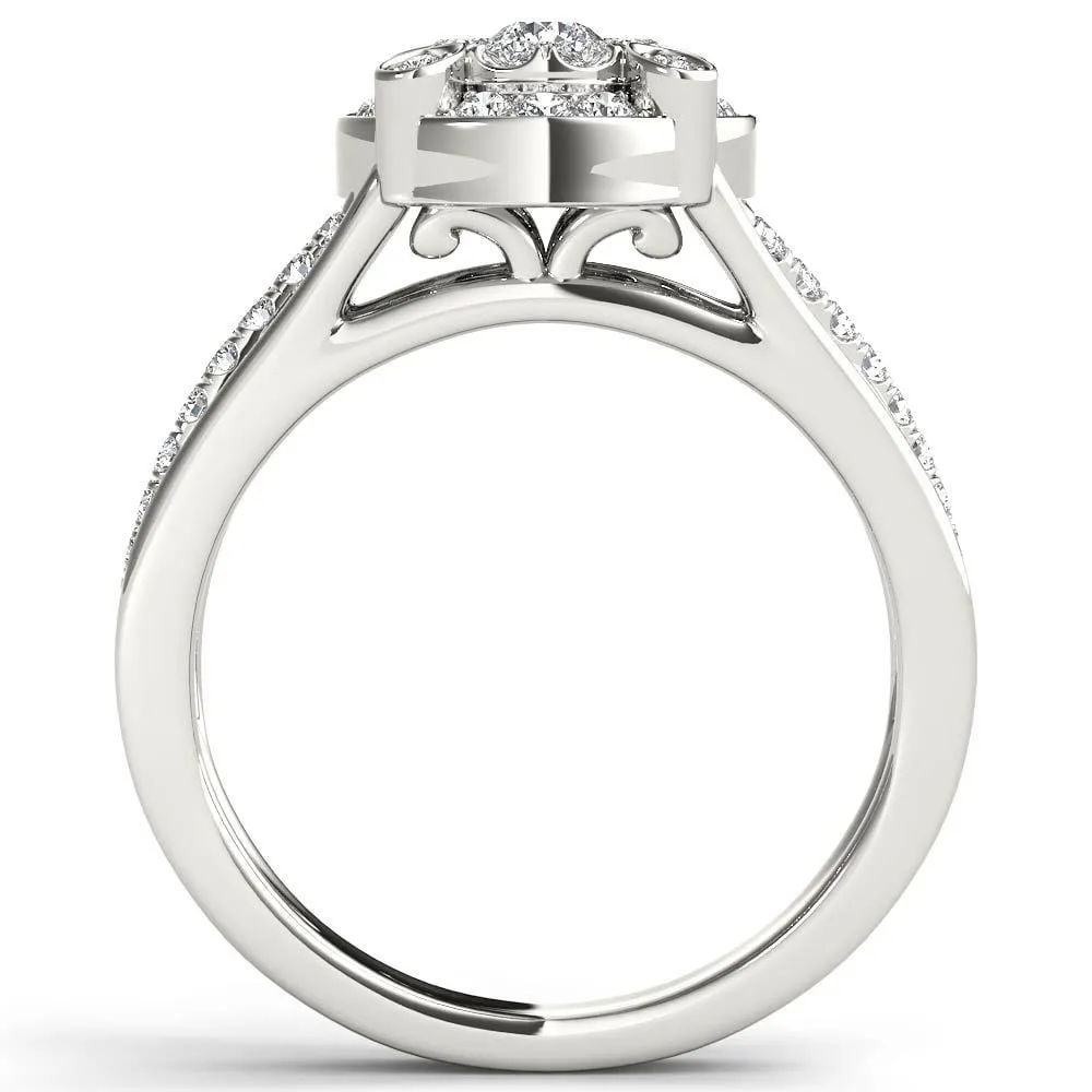 De Couer 10k White Gold 1/2ct TDW Diamond Halo Engagement Ring - White H-I sold by Zulily product image thumbnail 3