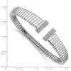 Curata 925 Sterling Silver Rhodium 9.75mm Cubic Zirconia Ribbed Cuff Bangle Bracelet sold by Zulily