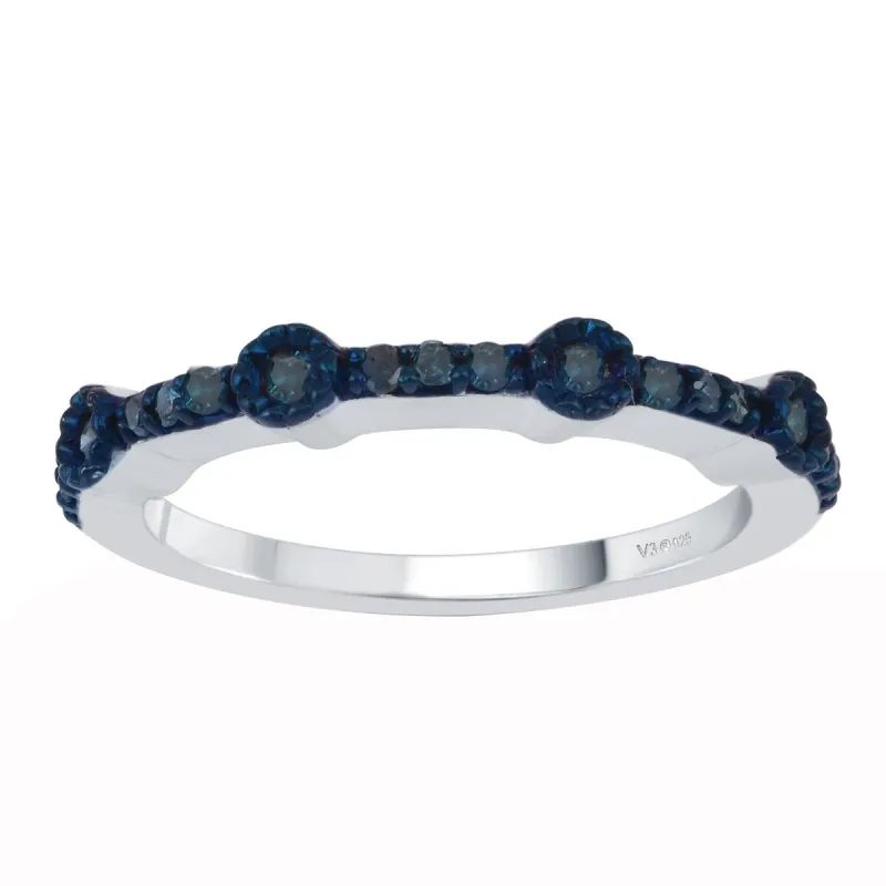 Sterling Silver with Genuine Blue Diamond Stackable Band Ring sold by Zulily