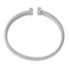 Curata 925 Sterling Silver Rhodium 9.75mm Cubic Zirconia Ribbed Cuff Bangle Bracelet sold by Zulily