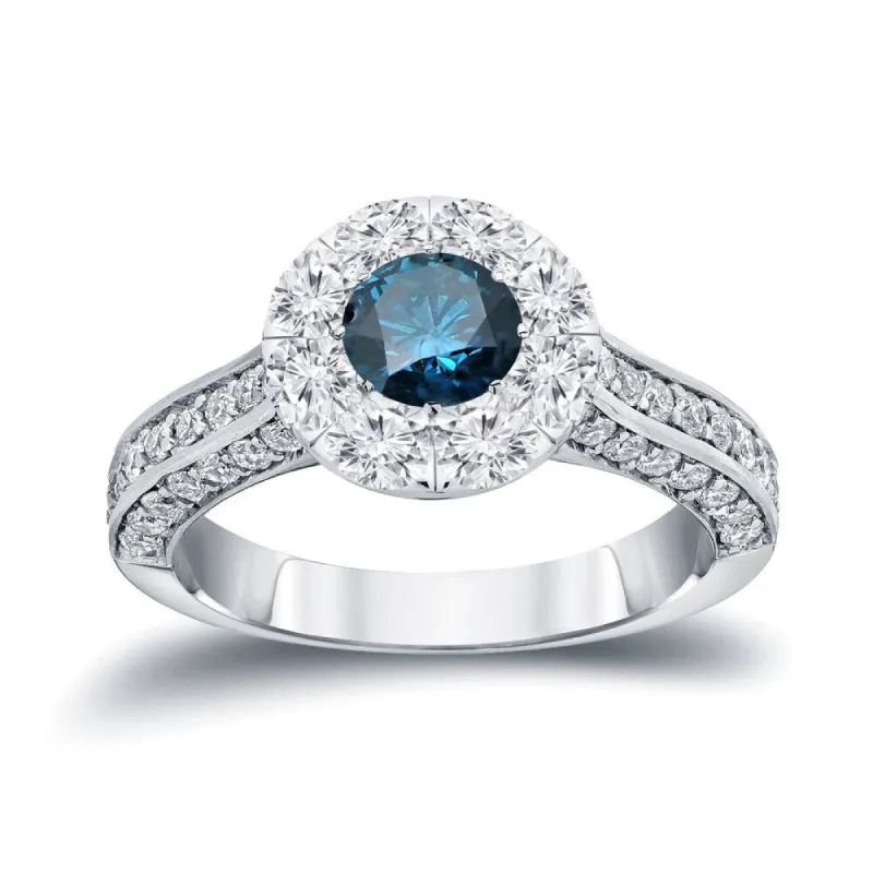 Auriya 1 3/4ctw Blue Diamond Halo Engagement Ring 14k Gold sold by Zulily
