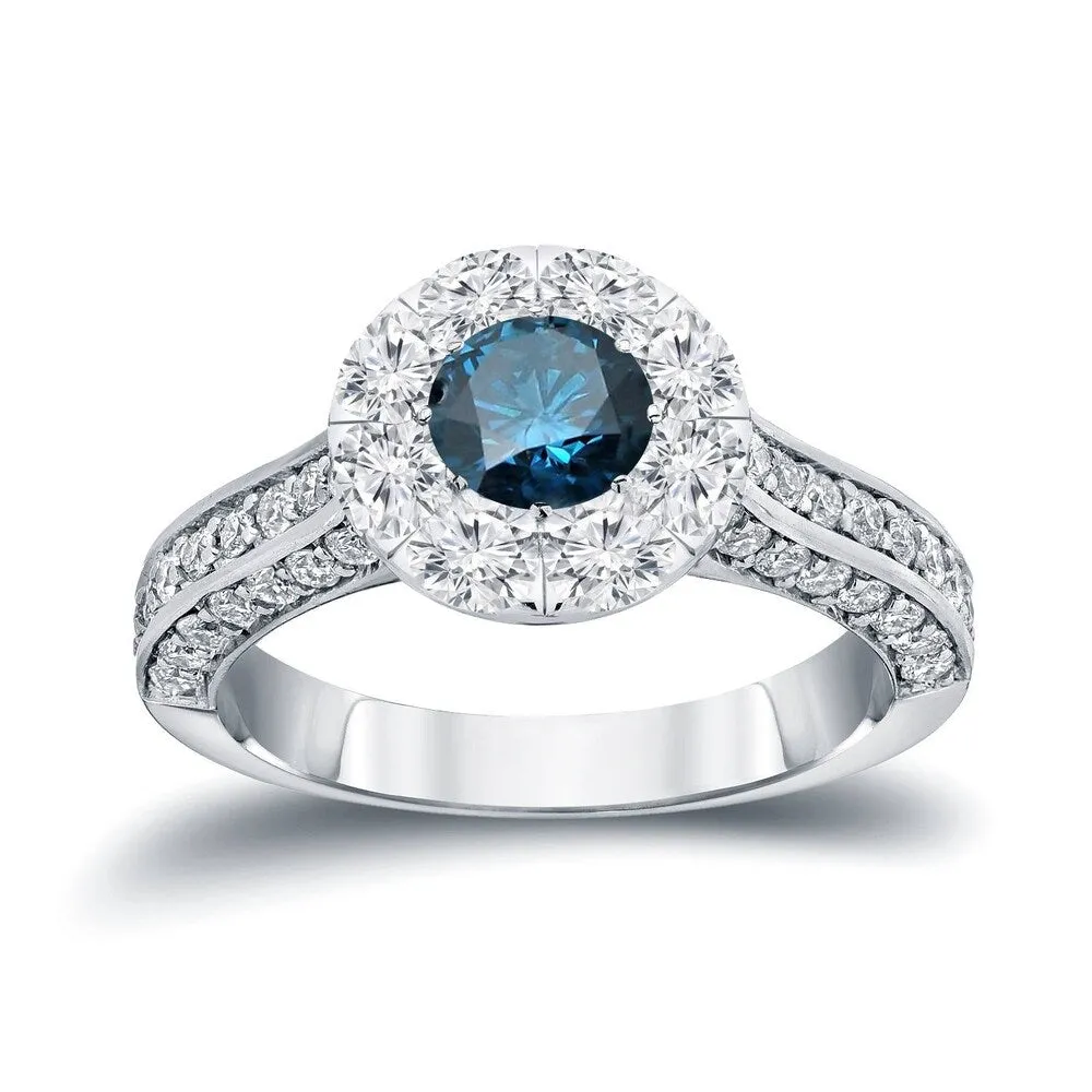 Auriya 1 3/4ctw Blue Diamond Halo Engagement Ring 14k Gold sold by Zulily
