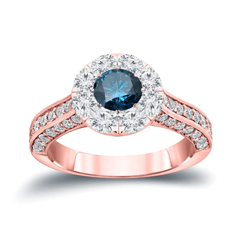 Auriya 1 3/4ctw Blue Diamond Halo Engagement Ring 14k Gold sold by Zulily product image thumbnail 4