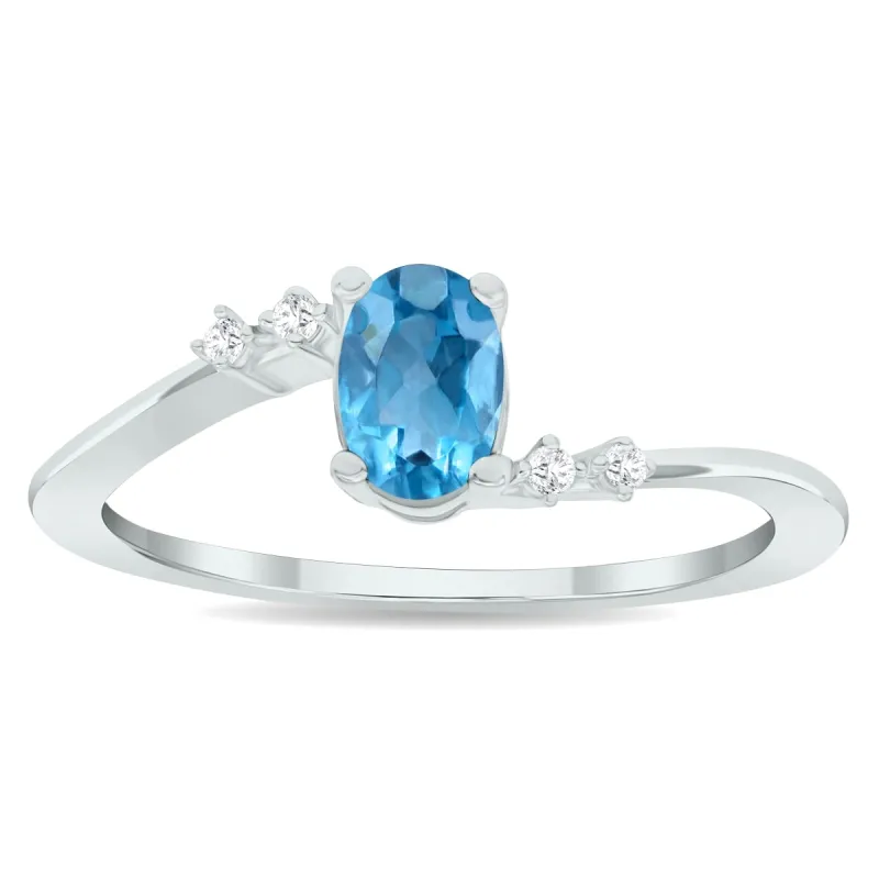 Women's Blue Topaz and Diamond Tierra Ring in 10K White Gold sold by Zulily
