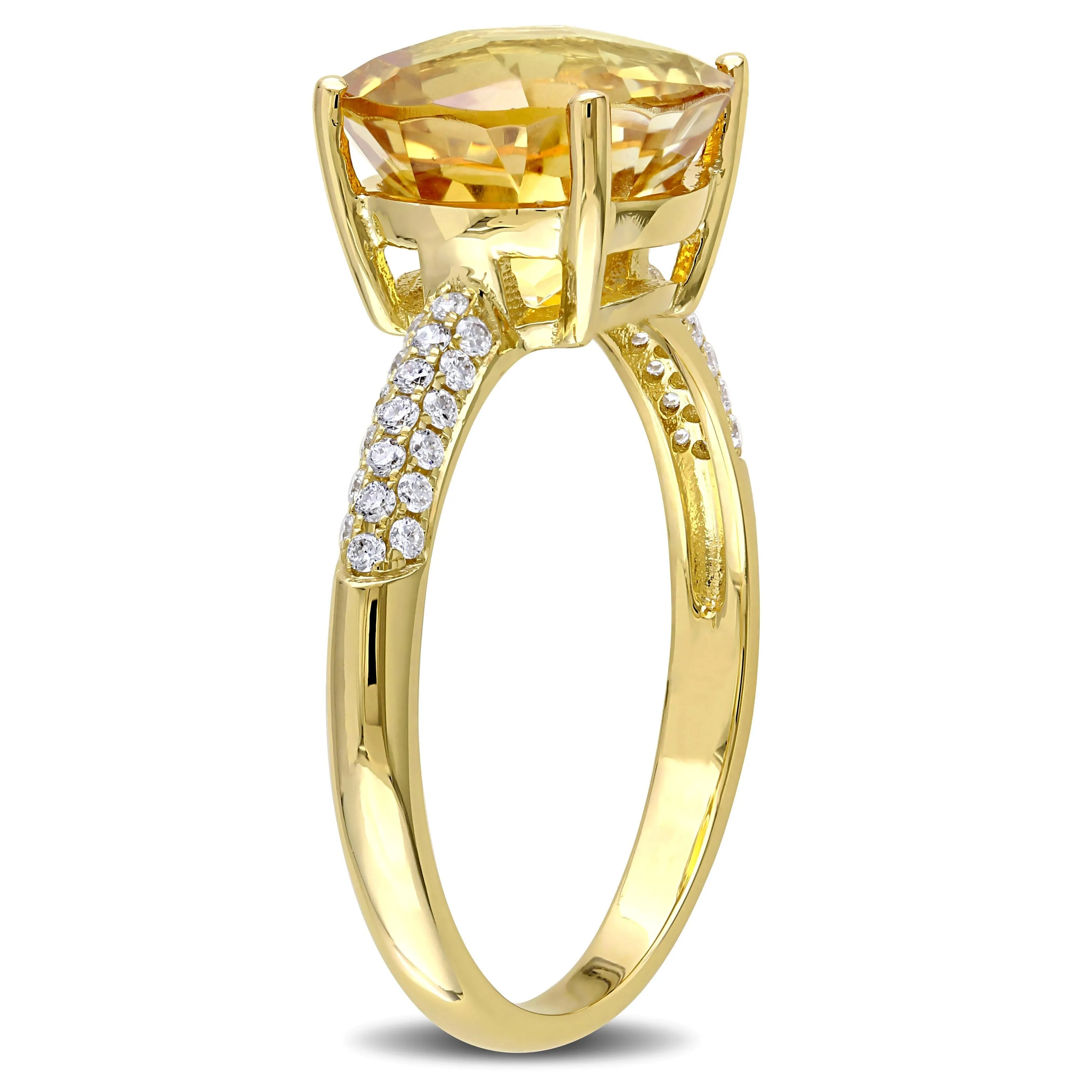 Miadora 3 1/3ct TGW Citrine and 1/5ct TW Diamond Beaded Ring in 14k Yellow Gold sold by Zulily product image thumbnail 2