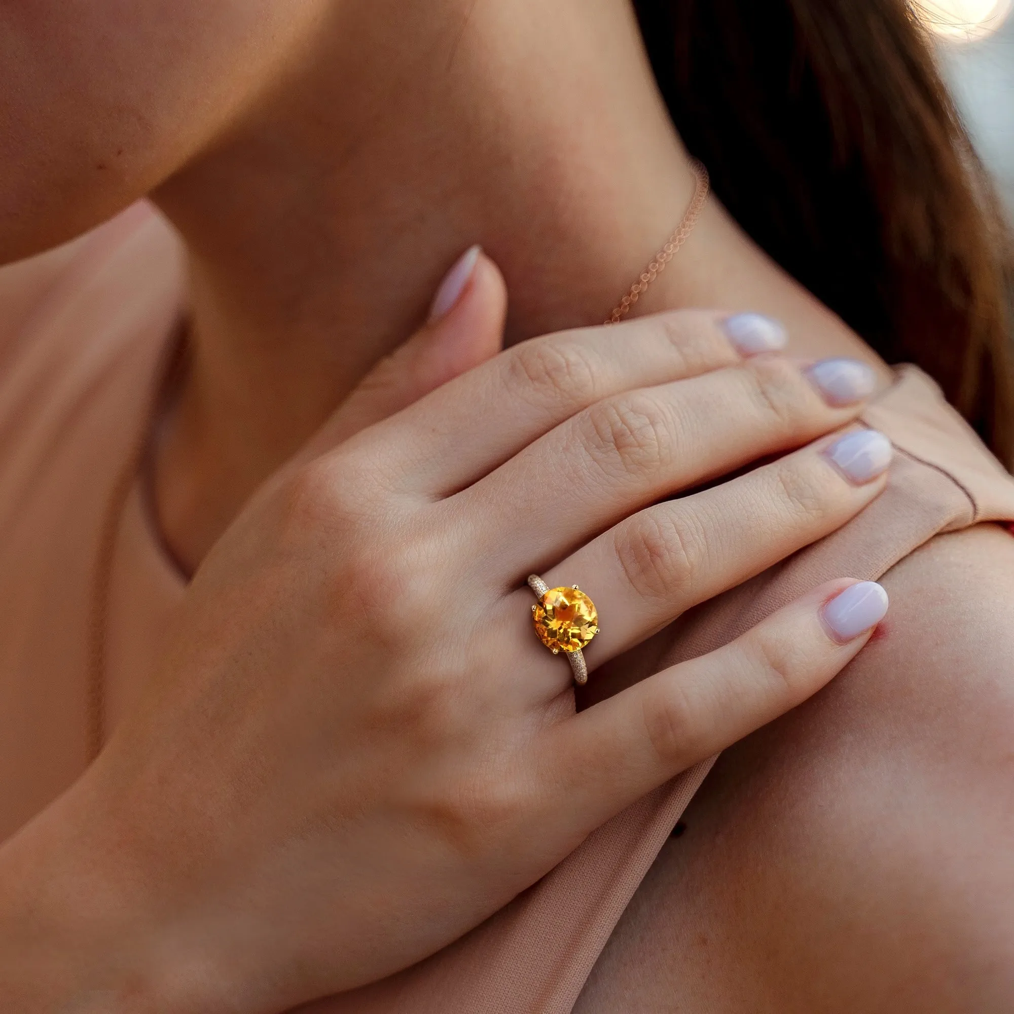 Miadora 3 1/3ct TGW Citrine and 1/5ct TW Diamond Beaded Ring in 14k Yellow Gold sold by Zulily product image thumbnail 5