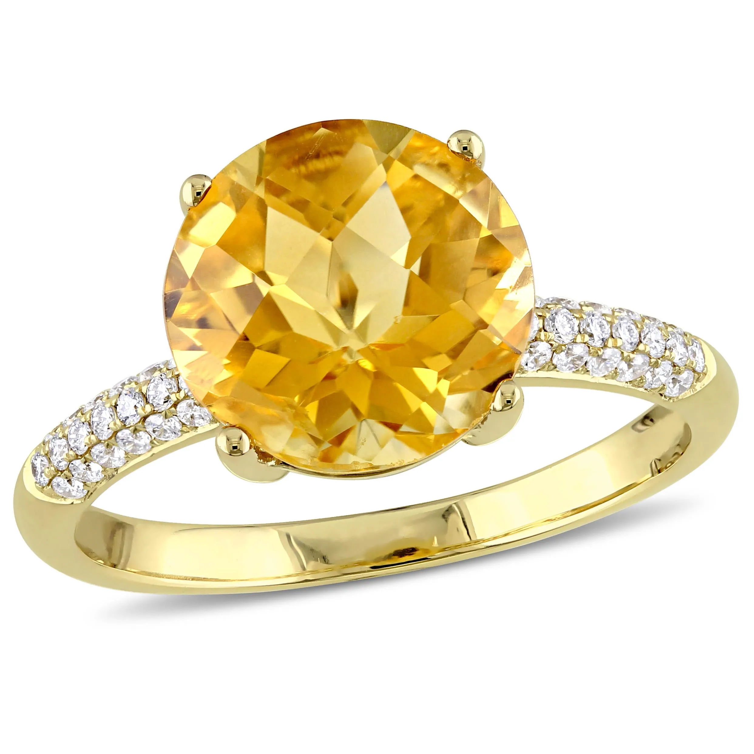 Miadora 3 1/3ct TGW Citrine and 1/5ct TW Diamond Beaded Ring in 14k Yellow Gold sold by Zulily