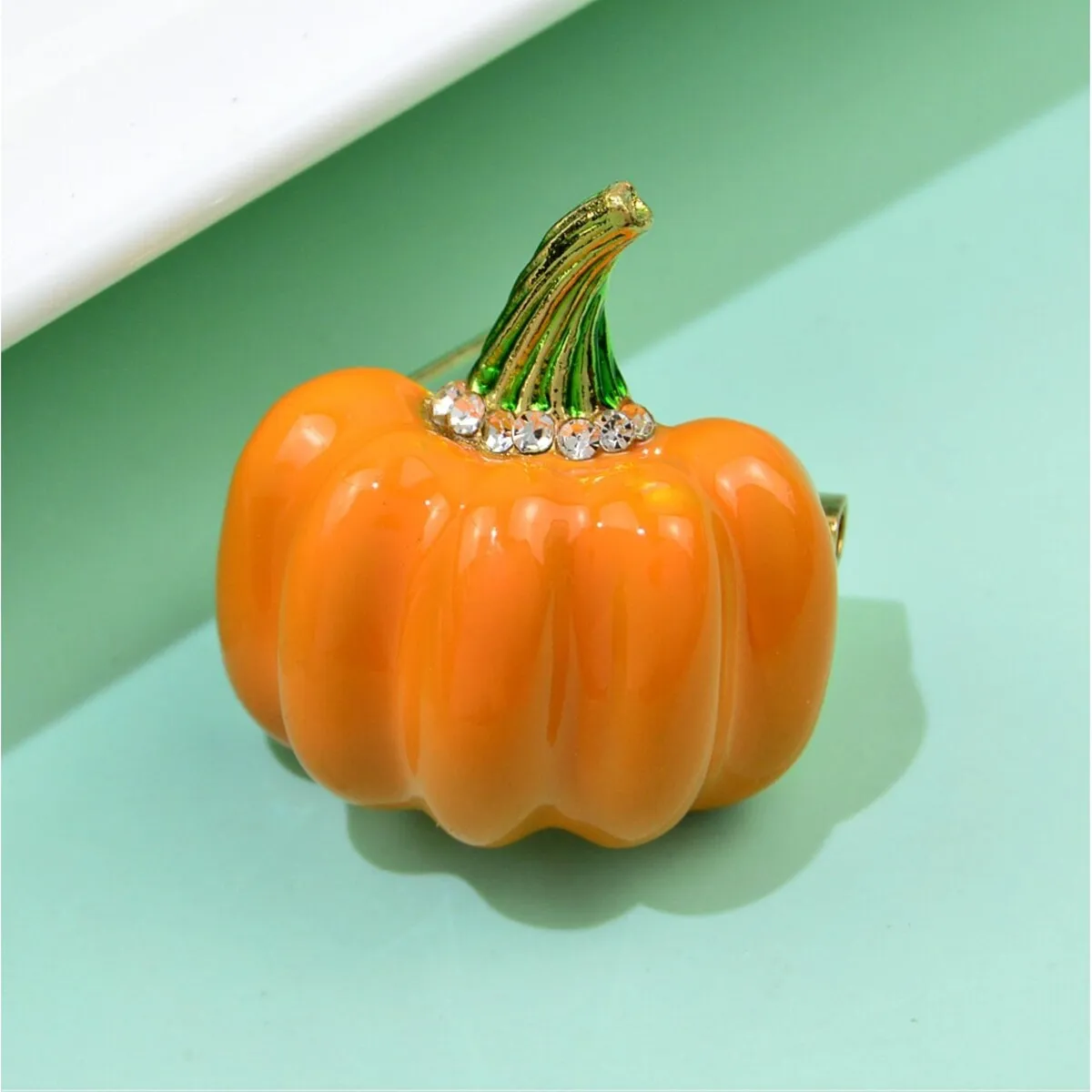 Don't AsK Orange & Crystal Pumpkin Brooch sold by Zulily product image thumbnail 2