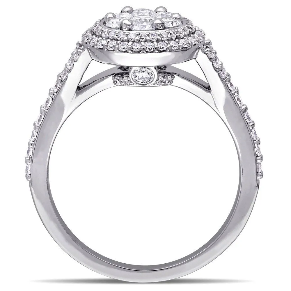 1ct TDW Diamond Flower Double Halo Engagement Ring in 14k White Gold by The Miadora Signature Collec sold by Zulily product image thumbnail 5