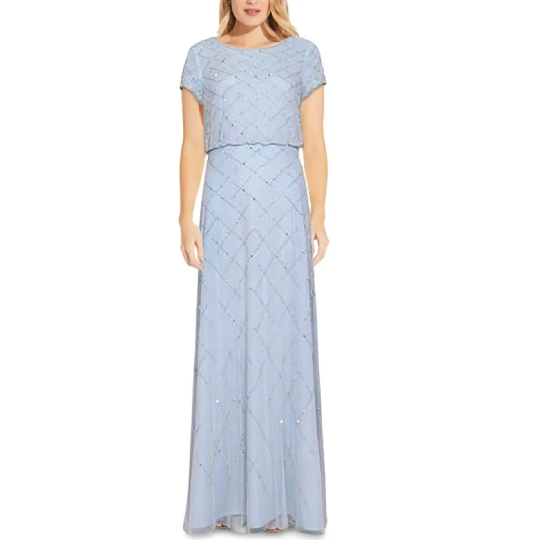 Adrianna Papell Women's Beaded Blouson Gown Blue Size 6 sold by Zulily