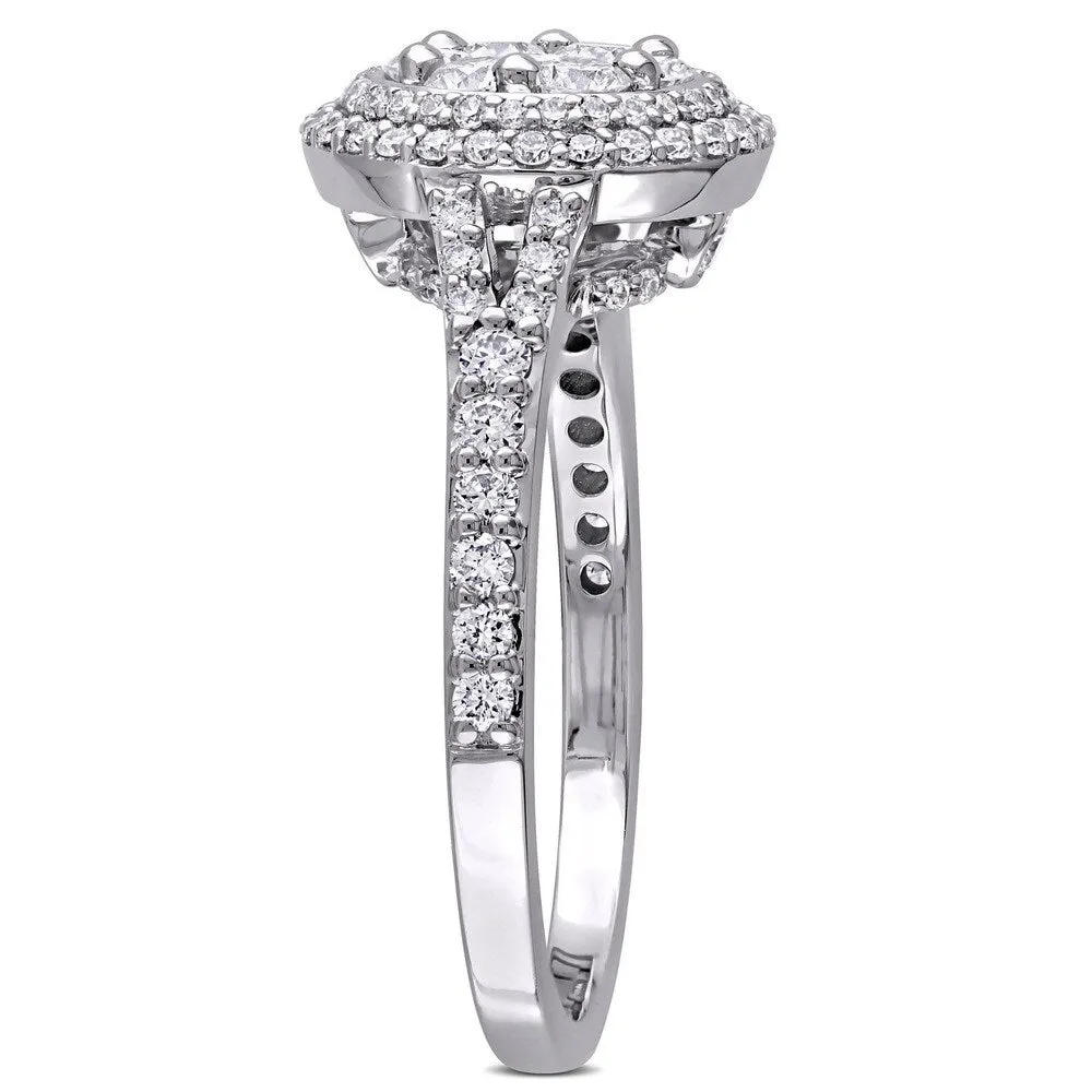 1ct TDW Diamond Flower Double Halo Engagement Ring in 14k White Gold by The Miadora Signature Collec sold by Zulily product image thumbnail 3