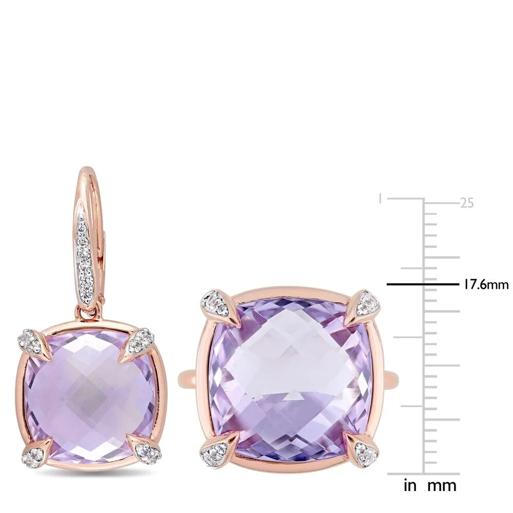 Miadora 14k Rose Gold Cushion-Cut Rose de France White Sapphire and Diamond Jewelry Set sold by Zulily product image thumbnail 4