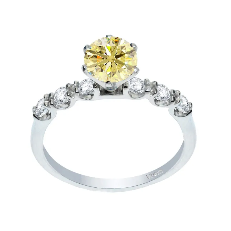 Sterling Silver with Yellow Moissanite and White Topaz Engagement Ring sold by Zulily