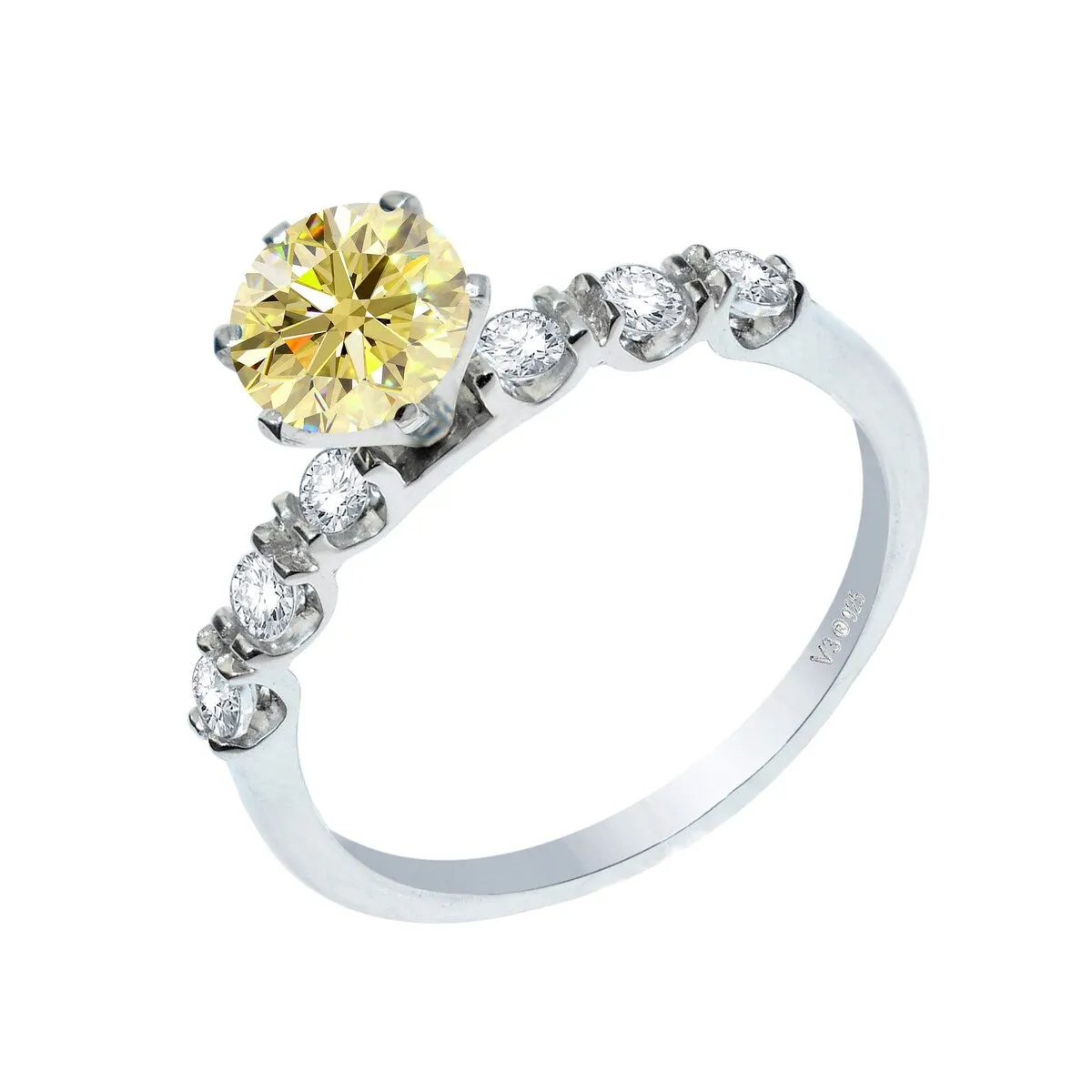 Sterling Silver with Yellow Moissanite and White Topaz Engagement Ring sold by Zulily product image thumbnail 2