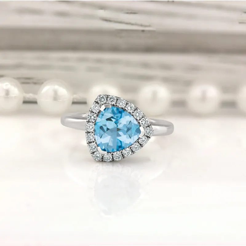 Auriya 2 1/8ct Trillion-cut Sky Blue Topaz 1/4cttw Halo Diamond Engagement Ring 14k Gold sold by Zulily