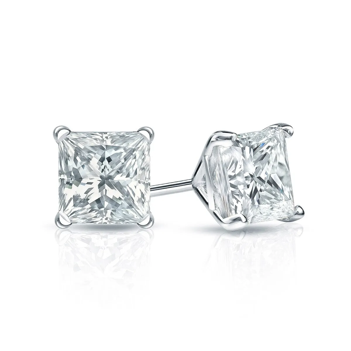 Auriya 14-karat Gold Lab Grown 1.00 carat TDW Princess Diamond Stud Earrings 4-Prong Martini Push-back sold by Zulily