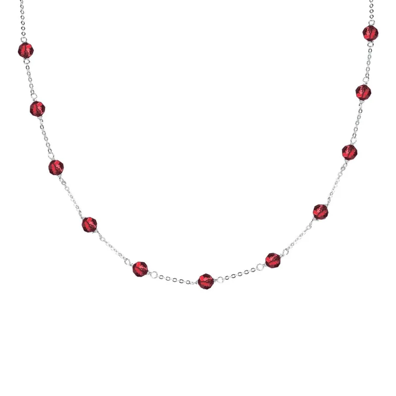 Sterling Silver Garnet Station Necklace with 16" Chain & 3" Extention sold by Zulily