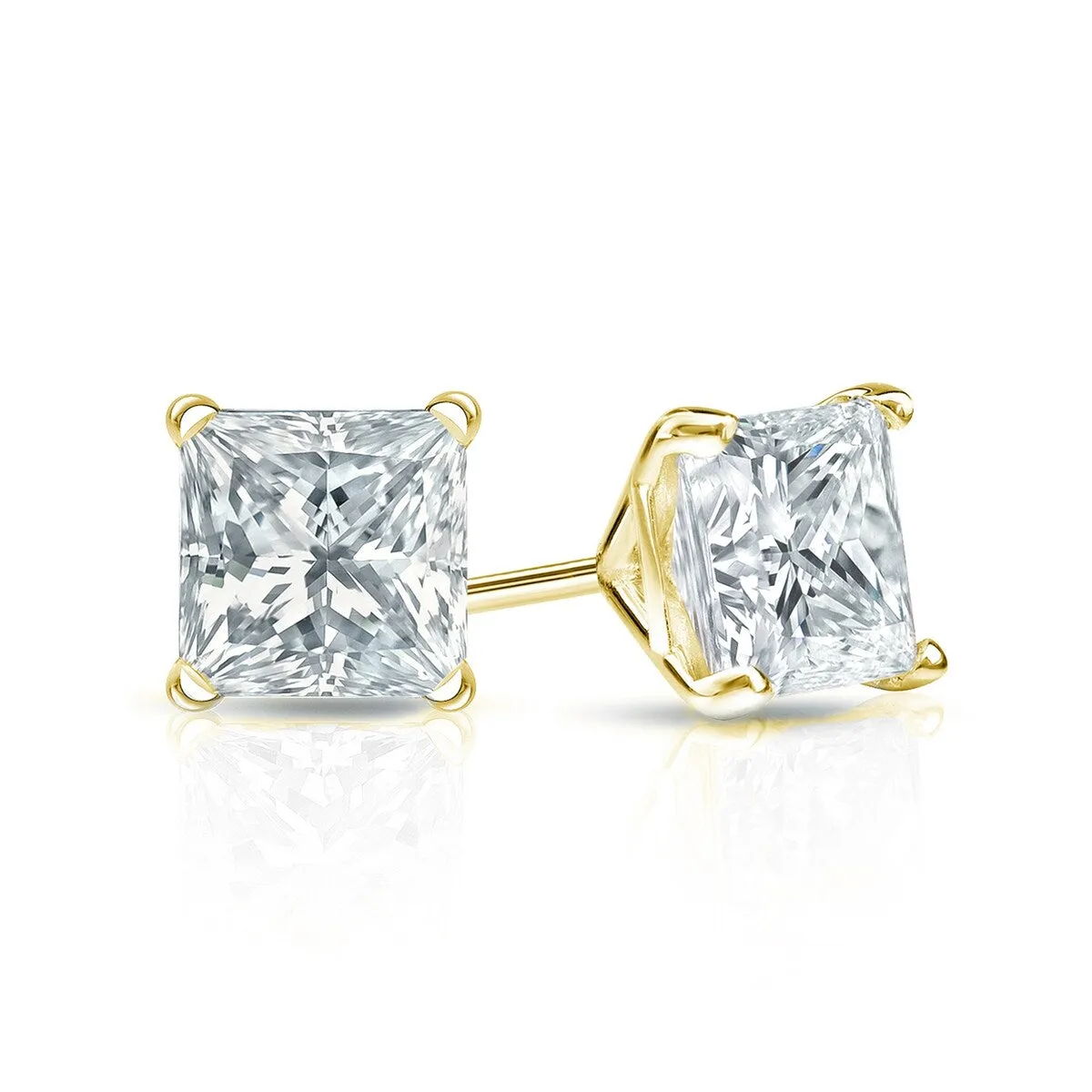 Auriya 14-karat Gold Lab Grown 1.00 carat TDW Princess Diamond Stud Earrings 4-Prong Martini Push-back sold by Zulily product image thumbnail 3