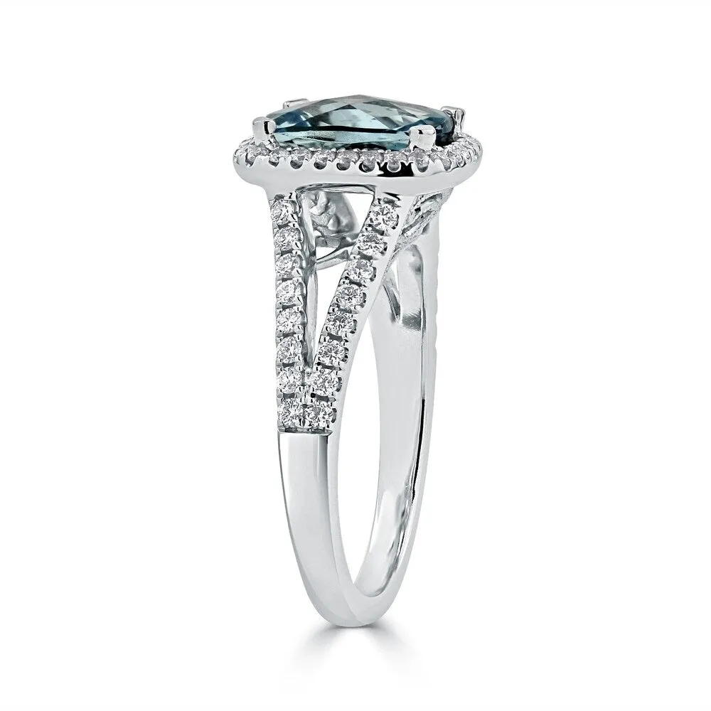 Auriya 1ct Cushion-cut Fancy Cushion-cut Aquamarine and 3/8ctw Halo Diamond Engagement Ring 14kt Gold sold by Zulily product image thumbnail 3