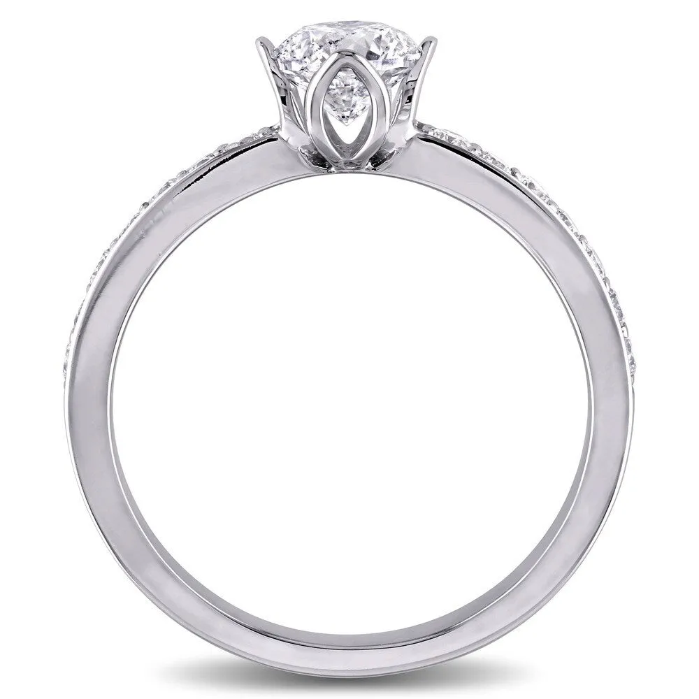 Miadora Signature Collection 1ct TDW Diamond Floral-Style Engagement Ring in 14k White Gold sold by Zulily product image thumbnail 5