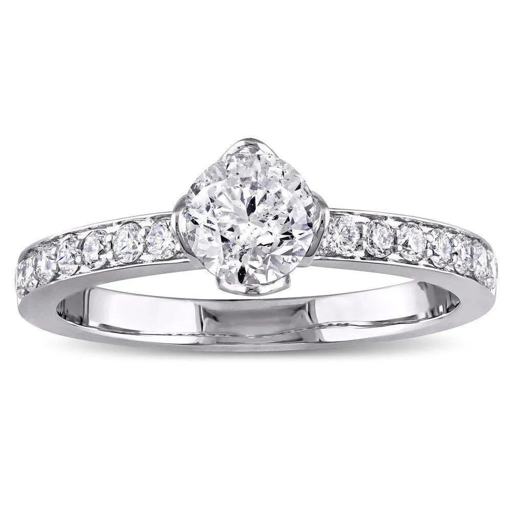 Miadora Signature Collection 1ct TDW Diamond Floral-Style Engagement Ring in 14k White Gold sold by Zulily