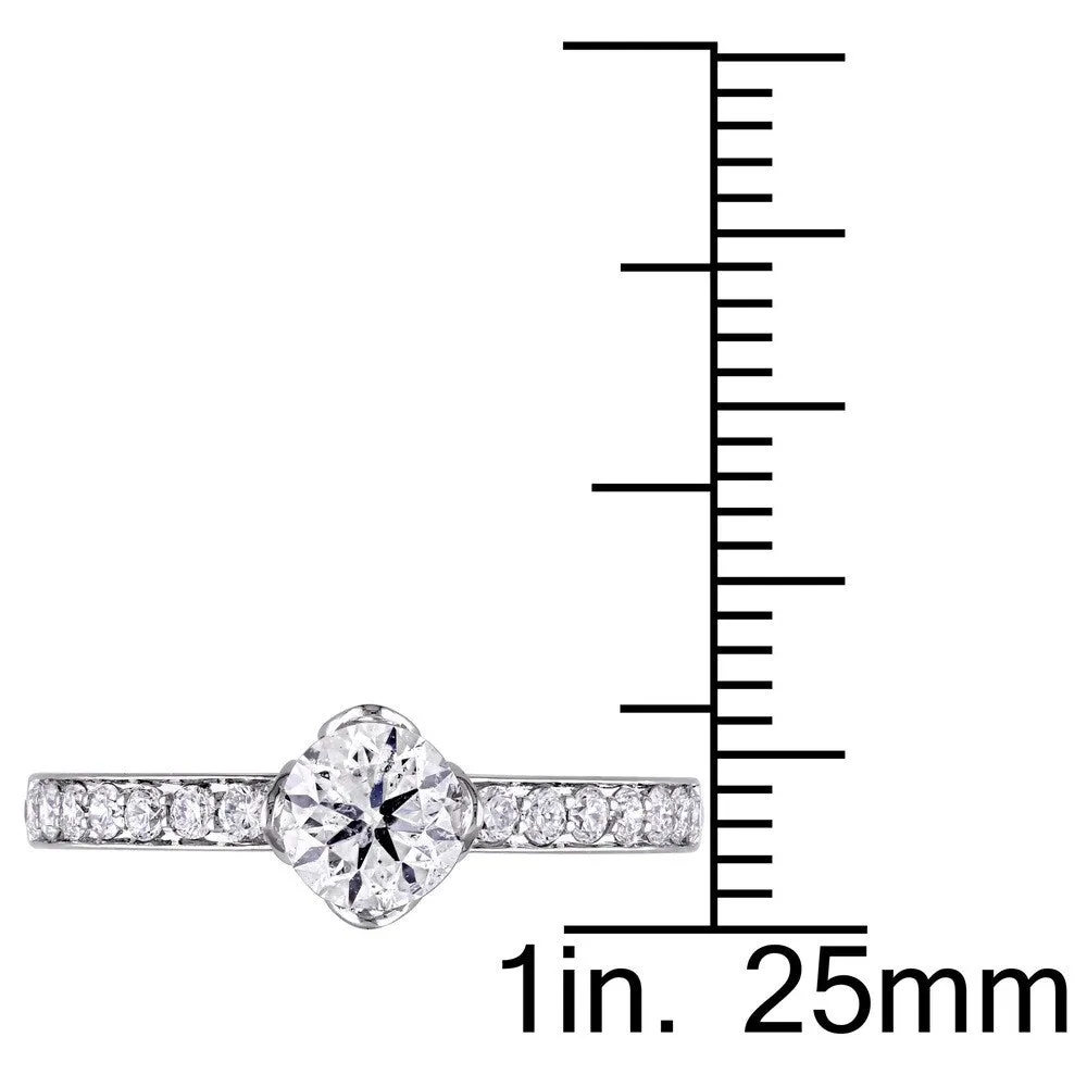 Miadora Signature Collection 1ct TDW Diamond Floral-Style Engagement Ring in 14k White Gold sold by Zulily product image thumbnail 3