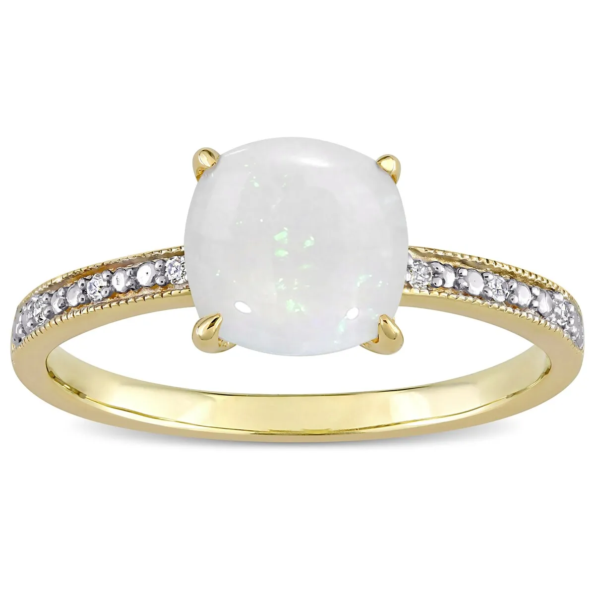 Miadora 10k Yellow Gold Cushion-cut Opal and Diamond Accent Solitaire Engagement Ring sold by Zulily