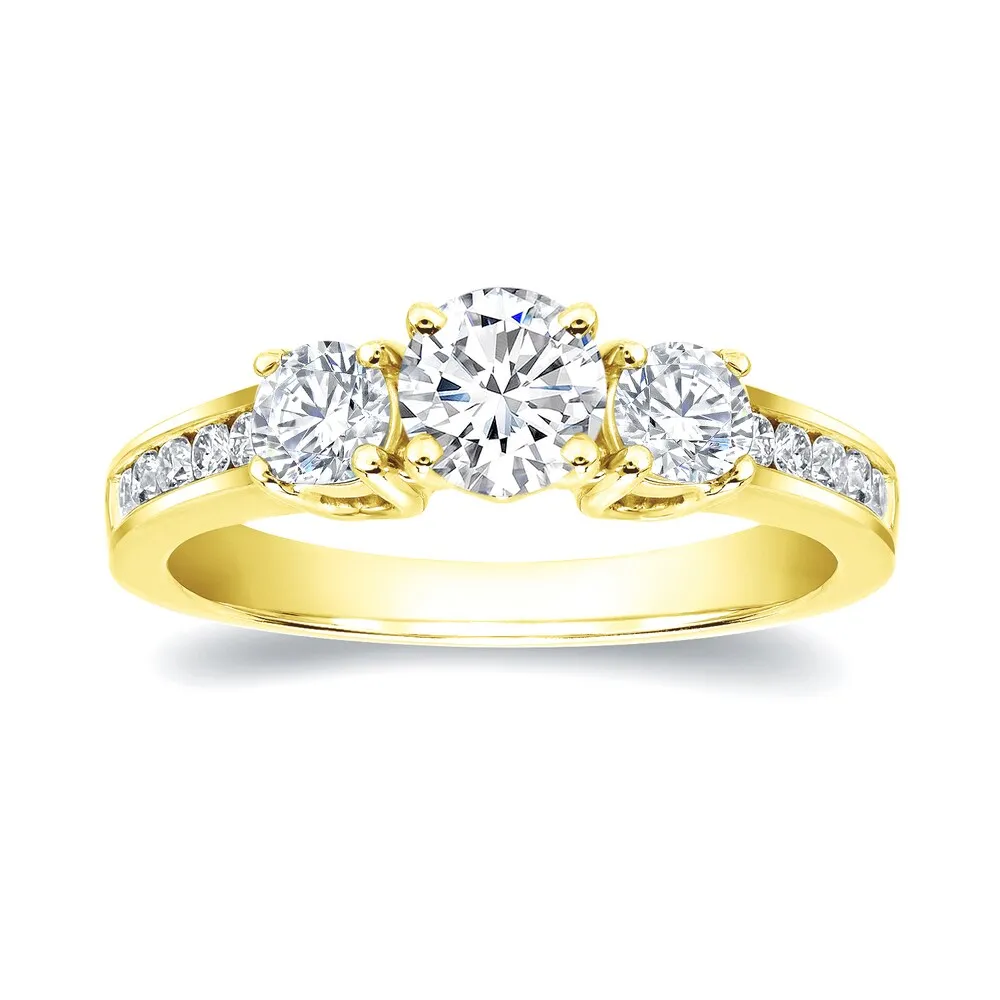 Auriya 14k Gold 1 1/3ctw Round 3-Stone Diamond Engagement Ring Certified sold by Zulily product image thumbnail 2