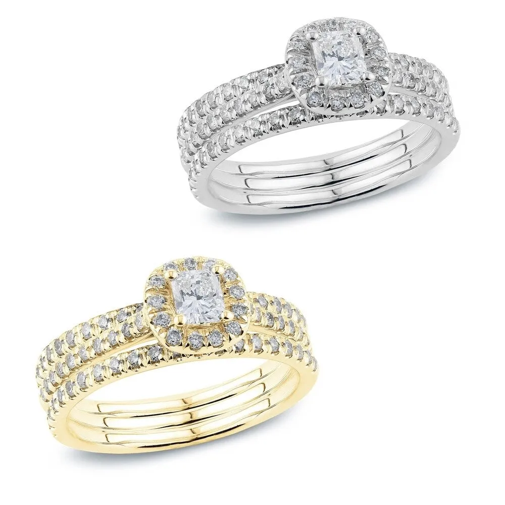 Auriya 14k Gold 1 1/4ctw Radiant-cut Halo Diamond Engagement Ring 3-Piece Bridal Set sold by Zulily product image thumbnail 5