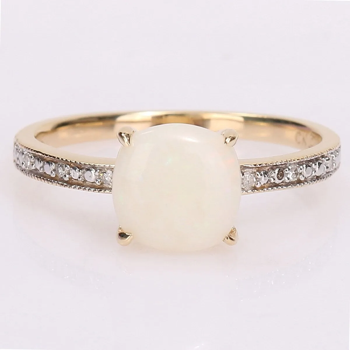 Miadora 10k Yellow Gold Cushion-cut Opal and Diamond Accent Solitaire Engagement Ring sold by Zulily product image thumbnail 2