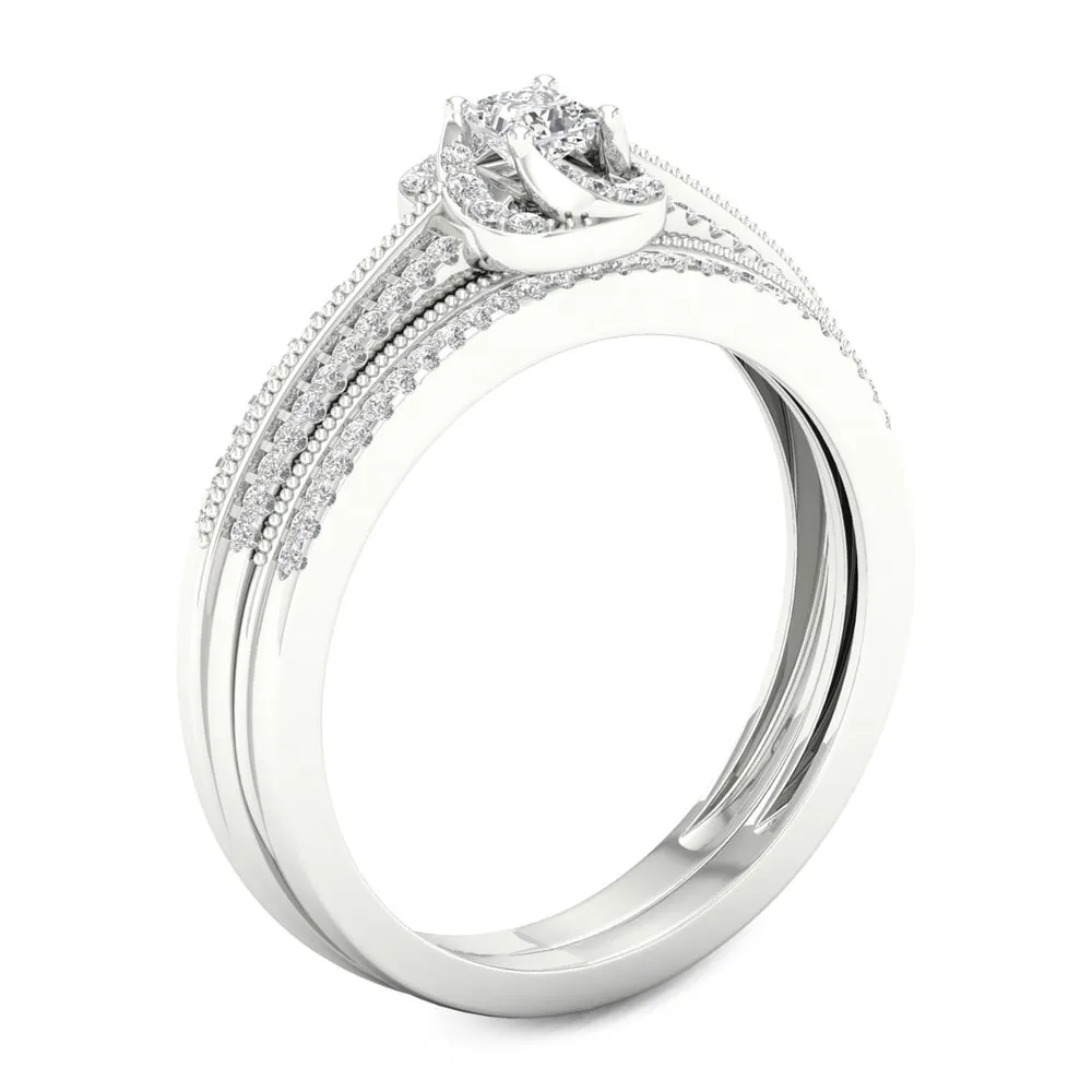 De Couer 10k Gold 1/3ct TDW Diamond Halo Bridal Set sold by Zulily product image thumbnail 3