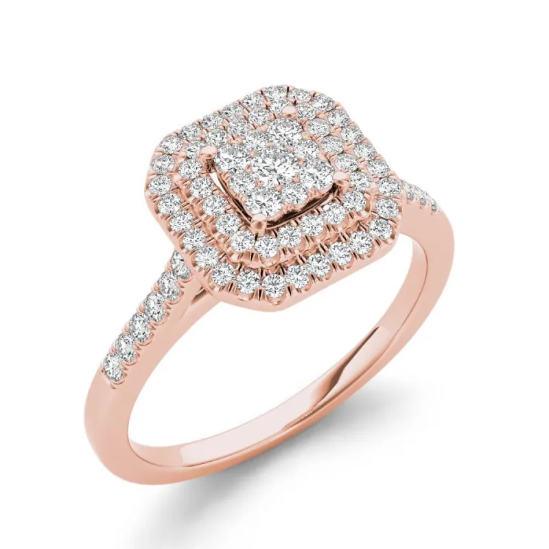 De Couer 10k Rose Gold 1/3ct TDW Diamond Double Halo Engagement Ring - Pink sold by Zulily