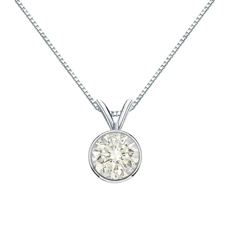Auriya 3/4ctw Round Solitaire Diamond Necklace 14k Gold Bezel-set sold by Zulily