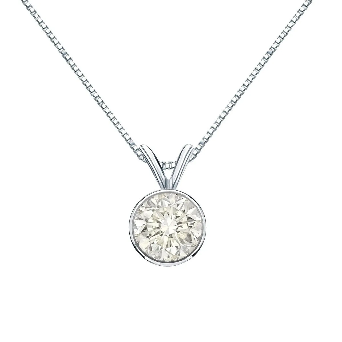 Auriya 3/4ctw Round Solitaire Diamond Necklace 14k Gold Bezel-set sold by Zulily
