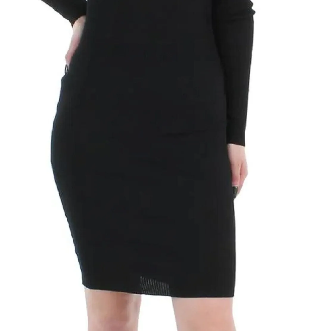 Almost Famous Women's Cold Shoulder Ribbed Long Sleeve Mock Neck Knee Length Party Body Con Dress Black Size Small sold by Zulily product image thumbnail 3