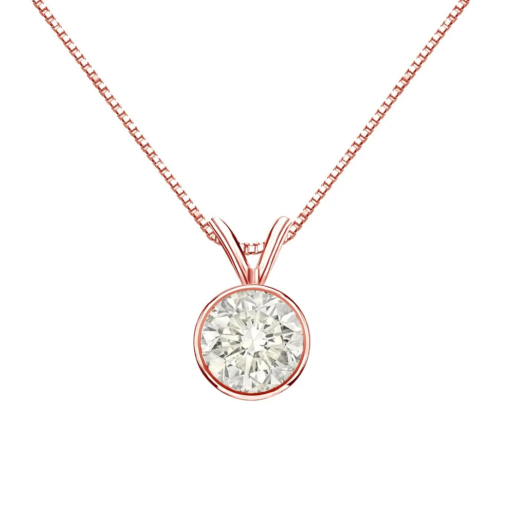 Auriya 3/4ctw Round Solitaire Diamond Necklace 14k Gold Bezel-set sold by Zulily product image thumbnail 3