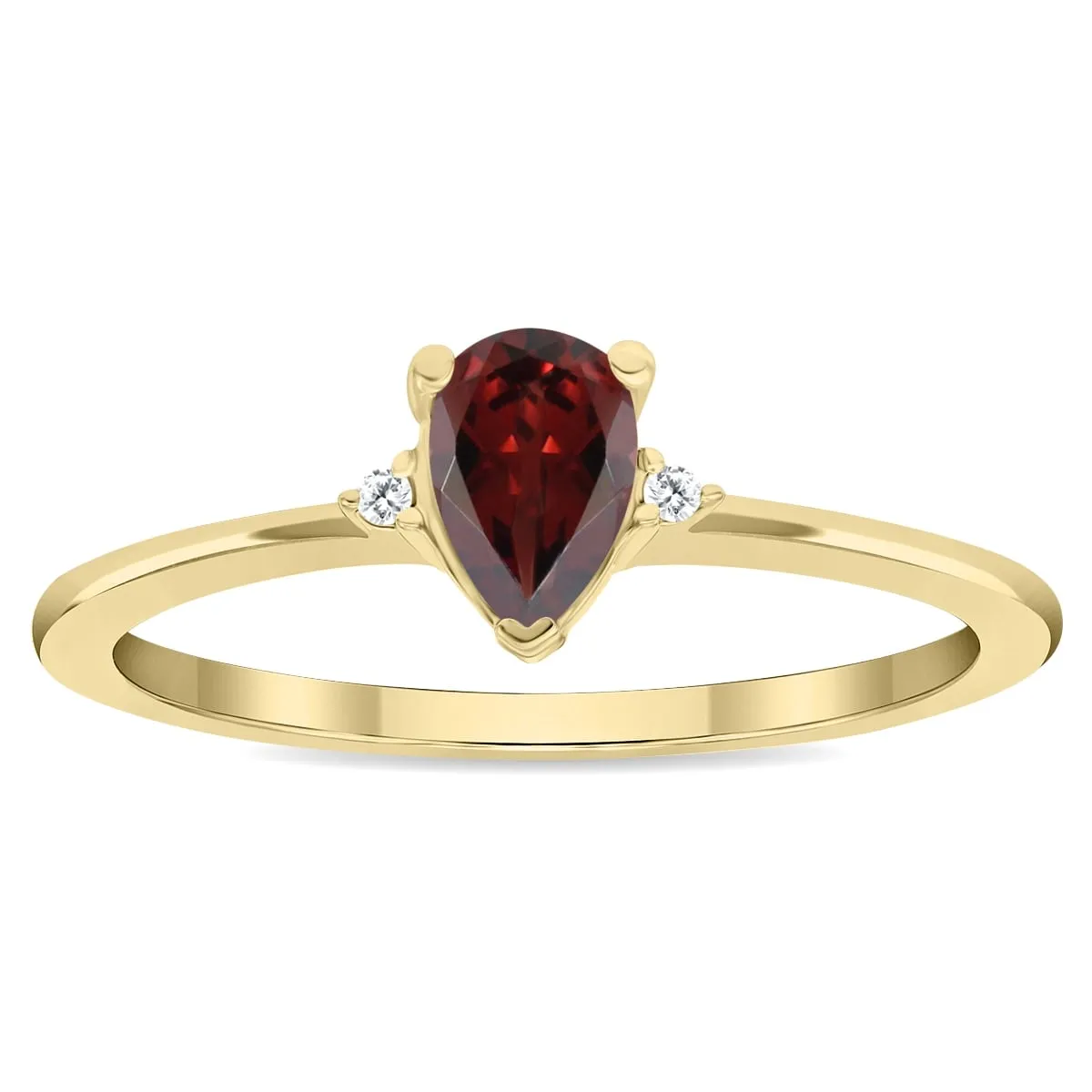 Women's Pear Shaped Garnet and Diamond Classic Band in 10K Yellow Gold sold by Zulily